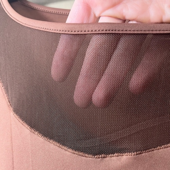 NWT Women's T Shirt Thong Bodysuit Shapewear Brown Large Layer Piece Basic - Picture 2 of 6